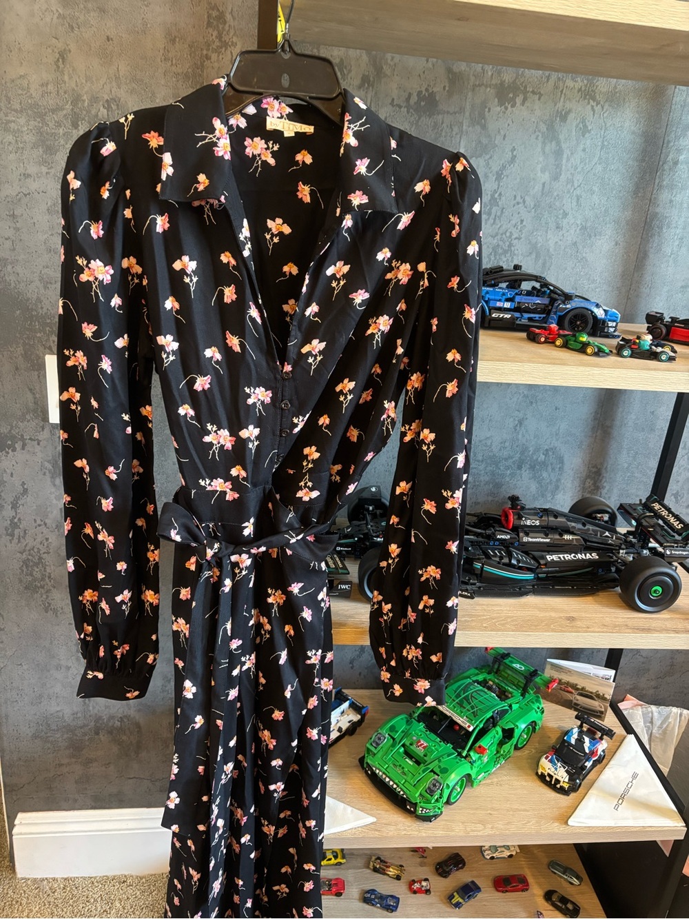 byTiMO Black Floral Dress with Pink & Peach Blooms